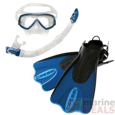 Cressi Palau SAF Dive Mask Snorkel and Fins Set Blue/Azure EU38/41 US6.5/8