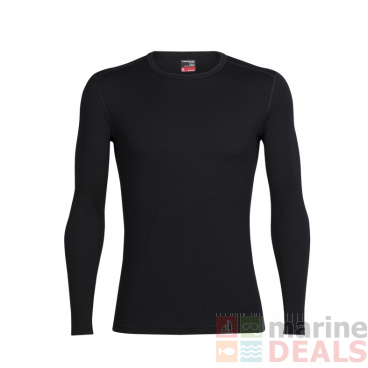 Icebreaker Mens Merino Tech Top Long Sleeve Crewe Shirt Black 2XL