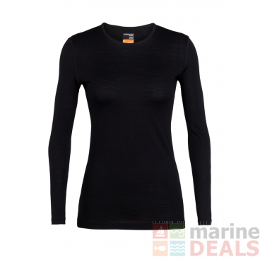 Icebreaker Womens Merino 200 Oasis LS Crewe Shirt Black