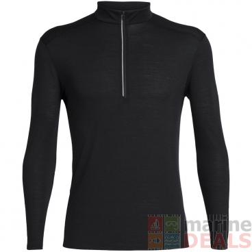 Icebreaker Merino Hybrid Mens Half Zip Long Sleeve Shirt Black XL