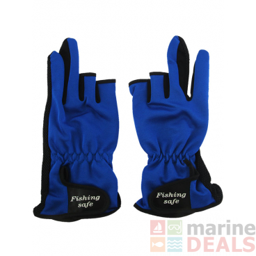 Fishing Essentials Nylon Fishing Gloves - 3 Cut Finger Blue