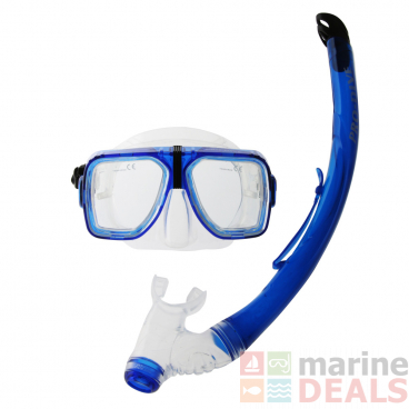 Pro-Dive Twin Lens Silitex Mask and Snorkel Set Blue