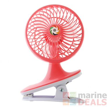 Clip-On Mini USB Fan with LED Light Pink 2.5W