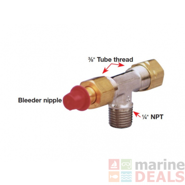 SeaStar Brass Horizontal Bleeder Tee - 1/4in Npt To 3/8in Tube