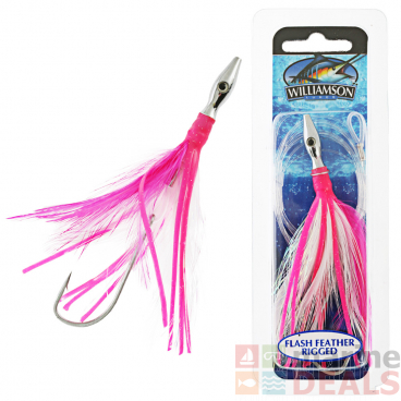Williamson Flash Feather Rigged Tuna Lure 4in Pink White