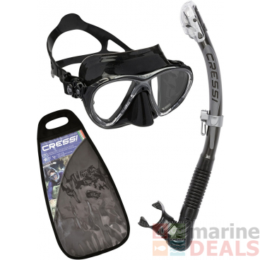 Cressi Big Eyes Evolution Alpha Ultra Mask and Dry Snorkel Set Black