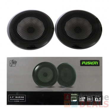 Fusion EL Series Shallow Mount Marine Speakers 6.5in 80W Black