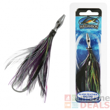 Williamson Flash Feather Rigged Tuna Lure 4in Black Purple