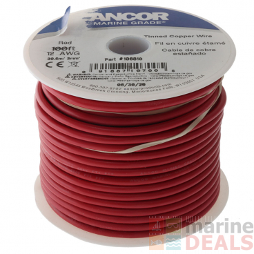 Ancor Tinned Copper Wire 12 AWG 3sq mm Red - 100ft