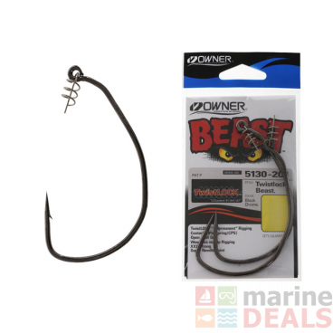Owner Beast Hook with TwistLock Unweighted 6/0 Qty 3