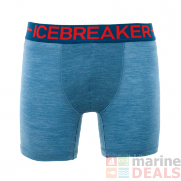Icebreaker Mens Merino Hybrid Anatomica Zone Boxers Granite Blue Heather/Chili Red L