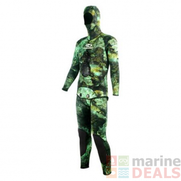 Aropec Mens Open Cell Spearfishing Wetsuit Camo Green 3mm 2pc