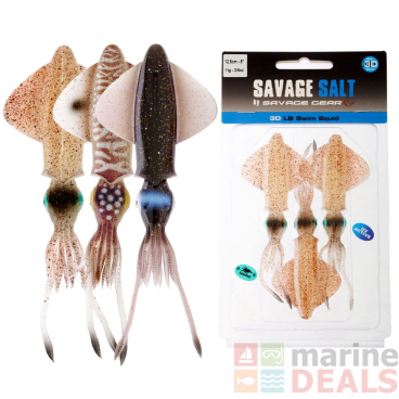 Savage Gear 3D Live Swimming Squid Soft Bait 12.5cm Qty 3