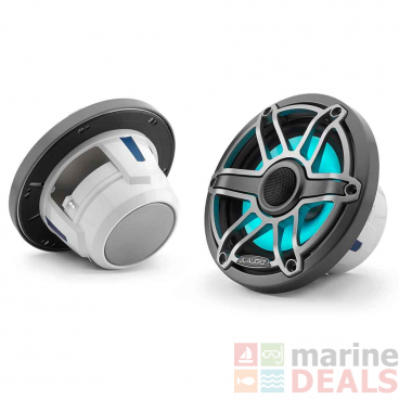 JL Audio M6-650X-S-GmTi-i 6.5in Marine Coaxial Speakers with Transflective LED Light Gunmetal Trim Ring/Titanium Sport Grille