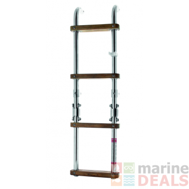 VETUS Folding Stainless Steel Boarding Ladder With 4 Teak Steps