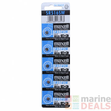 Maxell SR516SW Silver Oxide Button Cell Battery 5-Pack