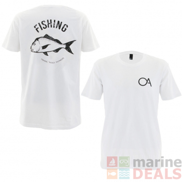 Ocean Angler Fishing T-Shirt Snapper Print White M