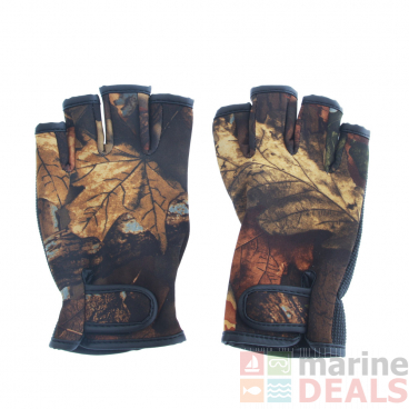 Outdoor Outfitters Neoprene Camo Fingerless Gloves L