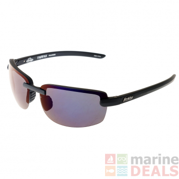 Berkley Fairfax Polarised Sunglasses Matte Black Smoke Frame Blue Mirror Lens