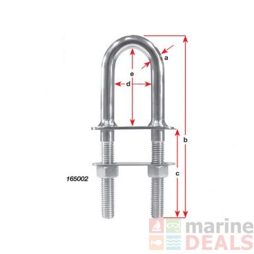 Marine Town Deluxe Bow Stainless U Bolt 3/8 x 76mm