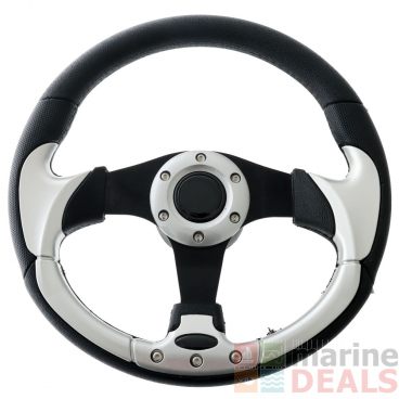 Aluminum Steering Wheel with PU Sleeves 12.5in Black/Silver