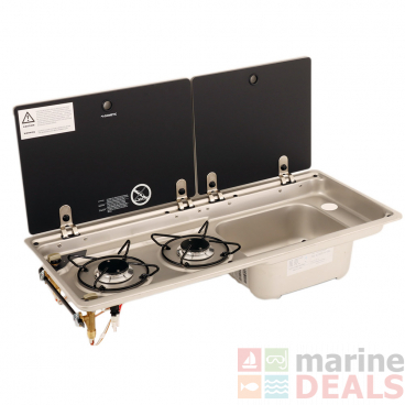 Dometic 2 Burner Gas Stove with Sink and Fold Down Mixer