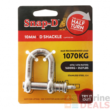 Snap-D 304 Stainless Steel D-Shackle 10mm 1070kg