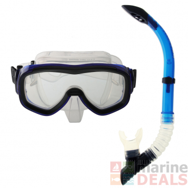 Hydro-Pro XR-20 Pro-Dive Commercial Dive Mask and Snorkel Set Blue