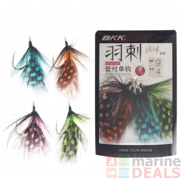 BKK Quills Feathered Assist Hook Multi-Colour Dotted Qty 4