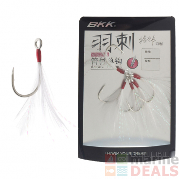 BKK Quills Feathered Assist Hook White Qty 5