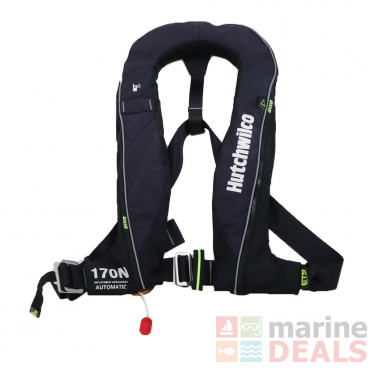 Hutchwilco Super Comfort 170N Auto Inflatable Life Jacket with Deck Harness Navy/Black