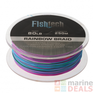 Fishtech Rainbow Braid 80lb 250m
