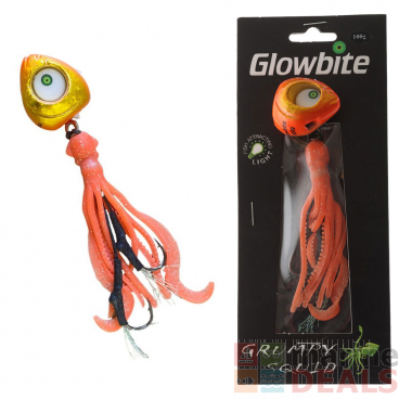 Glowbite Grumpy Squid Slider Lure 100g Orange