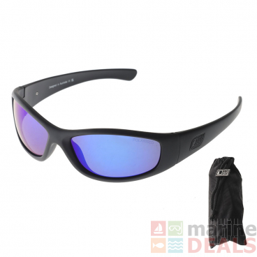 Dirty Dog Buzzer Polarised Sunglasses Black Frame Blue Lens