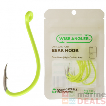 Wise Angler Extra Long Point Beak Hooks Fluoro Green