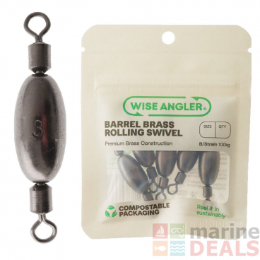 Wise Angler Barrel Brass Weight Rolling Swivels Size 3 Qty 5