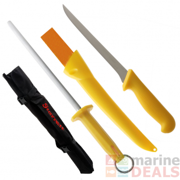 Starrett Professional Filleting Knife Set with Sharpening Steel 20cm Yellow