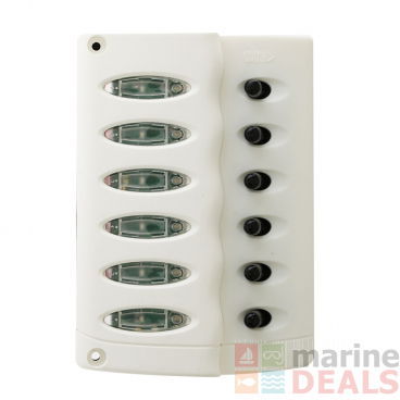 BEP Marine Contour Waterproof 6 Way Switch Panel with Fuse Holder White