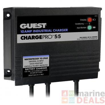 Marinco Guest On-Board Battery Charger 10A / 12/24V 2 Bank 120V Input