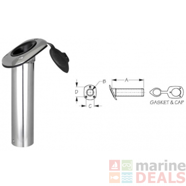 Sea-Dog Stainless Angled Flush Mount Rod Holder with Cap