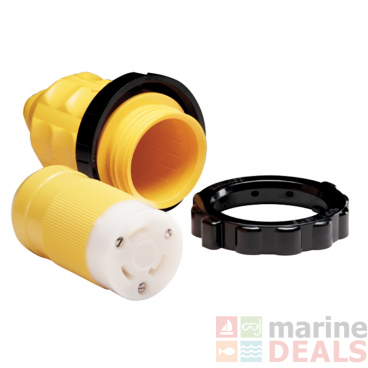 Marinco 30A 125V Female Connector with Cover and Rings