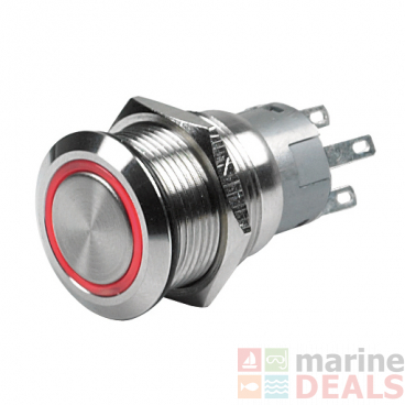 BEP Latching Push Button Switch with Red LED Ring 12V