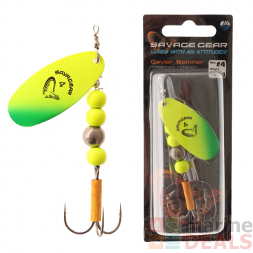 Savage Gear Caviar Spinner Lure No.4 18g Qty 1 Yellow/Chartreuse