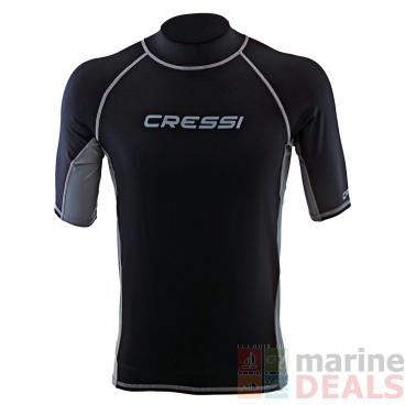 Cressi High-Stretch Mens Short Sleeve Rash Top Black S