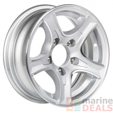 Treadway 96077A Alloy Razor Trailer Rim Silver 14 x 5.5in