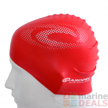 Aropec Adult Silicone Volume Swim Cap Red