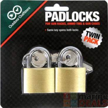 Outdoor Outfitters Brass Padlock 2 Pack for Hard Case Ammo Tins Gun Racks