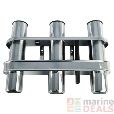 Polished Stainless Triple Rod Holder with Tool Storage