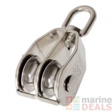 Cleveco 316 Stainless Steel Rope Pulleys Double Sheave Swivel Eye