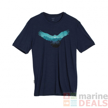Icebreaker Merino Tech Lite Mens T-Shirt Wings Blue 2XL